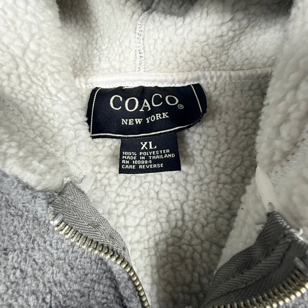 COACO New‎ York Gray Hooded Sherpa Lined Fleece Vest Womens XL Sleeveless